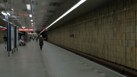 View-of-moving-away-subway-train-on-the-station-Prague-Czech-Republic