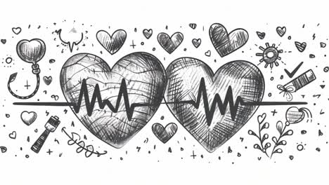 heartbeat love: a decorative floral sketch