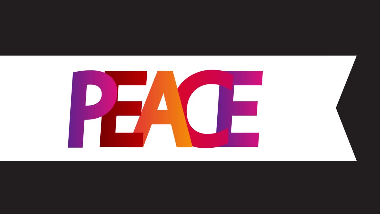 Peace word on white banner ribbon