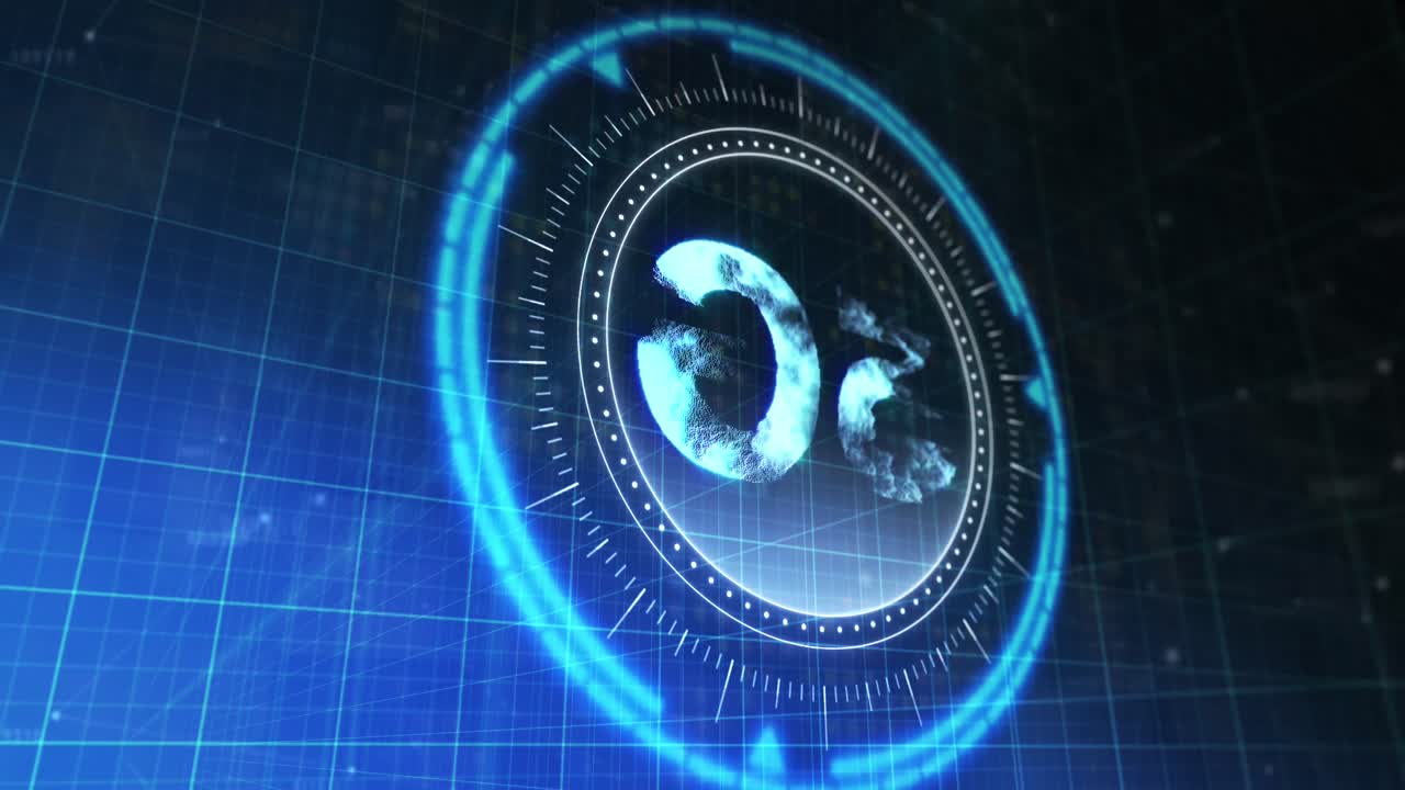 회전하는 안전 잠금 및 처리 데이터에 5g 기호의 애니메이션