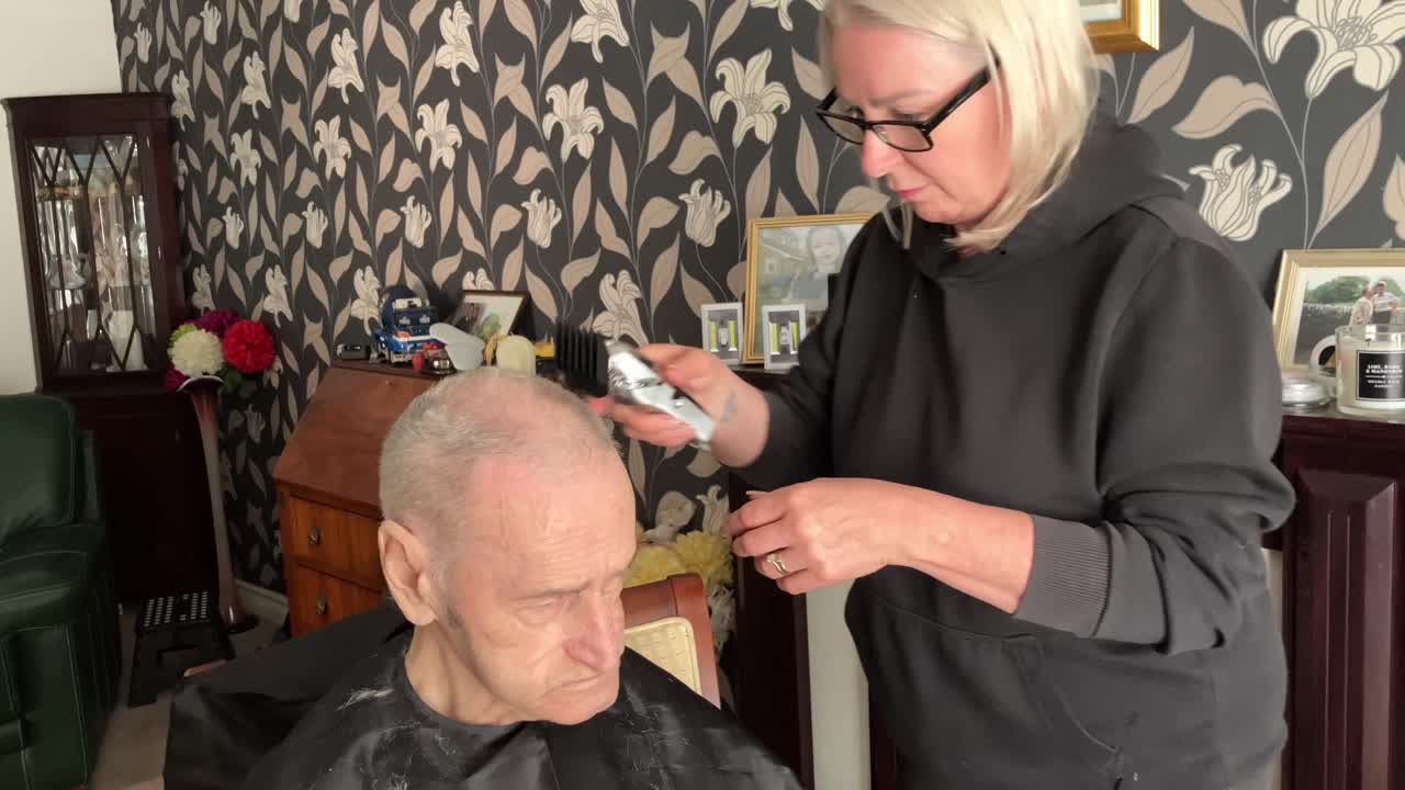 Elderly hair care, personal grooming, family compassion, electric device