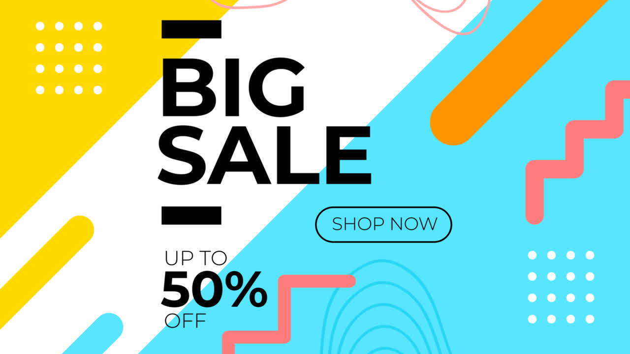 소셜 미디어에 대한 판매 홍보 배너의 모션 그래픽