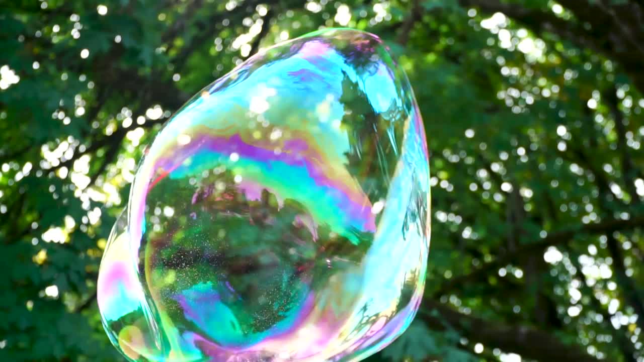 Soap Bubbles forming, floating and popping