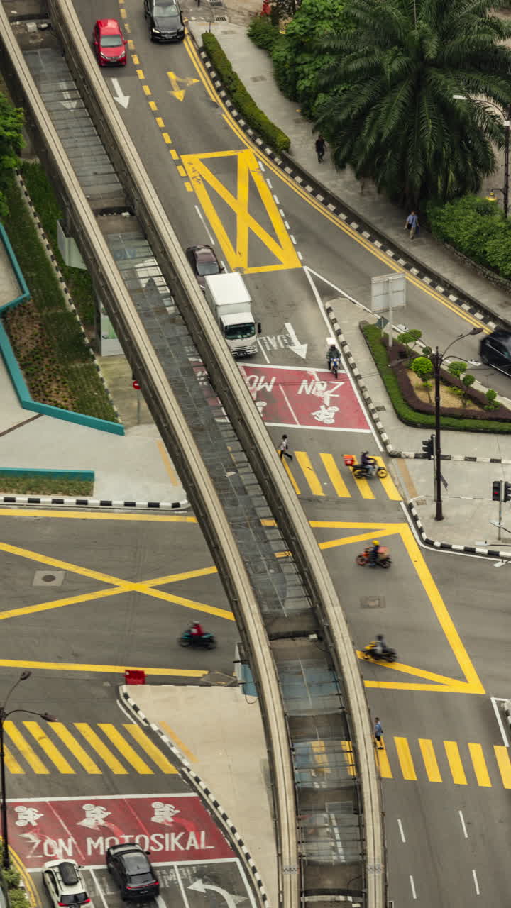 Kuala Lumpur street scene from a high vantage point