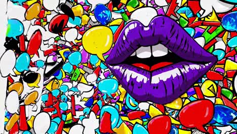 colorful graffiti lips with speech bubbles