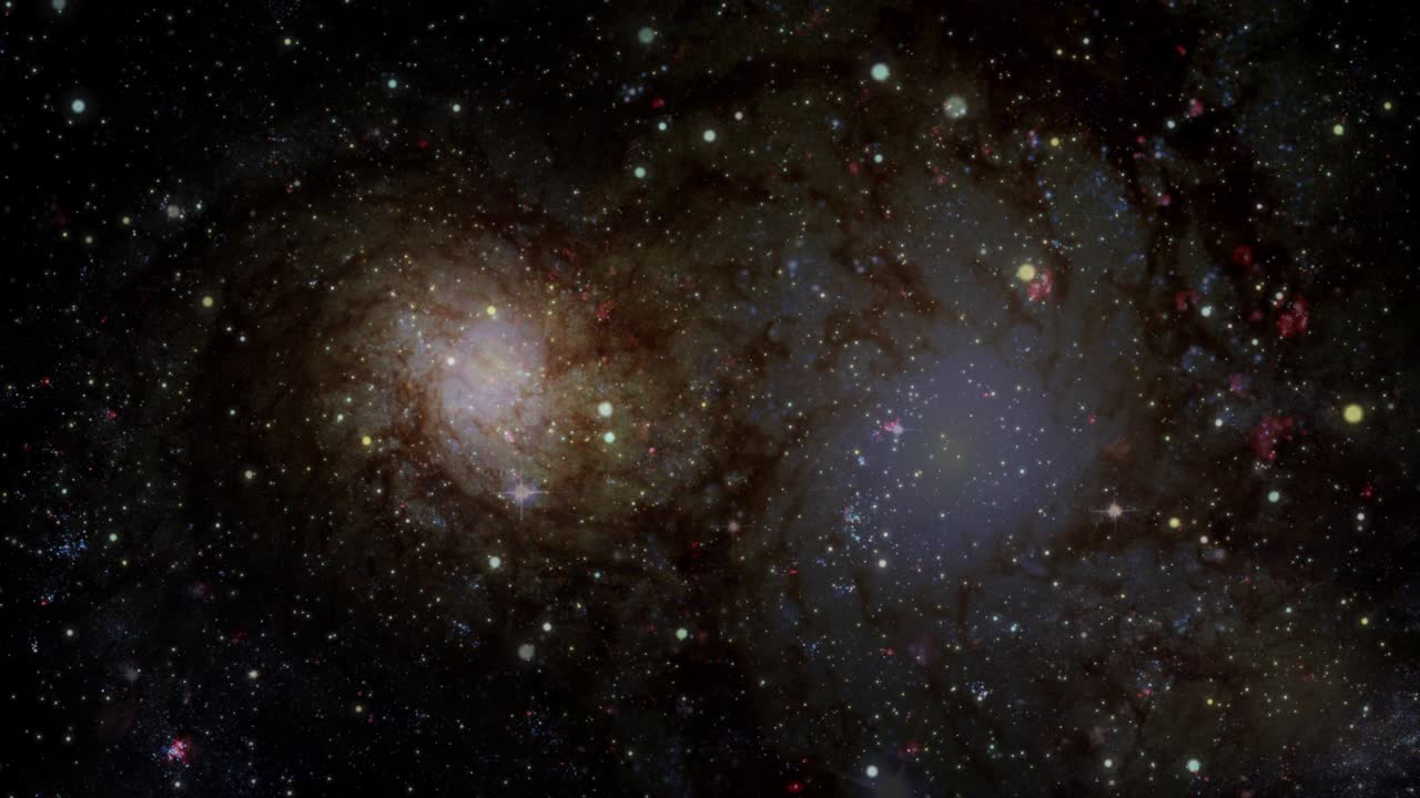 un bucle sin costuras viajando a través de campos estelares en el espacio galaxia espiral m74 4k 3d renderización de animación de volar a través de nebulosas brillantes y elementos estelares proporcionados por la nasa.