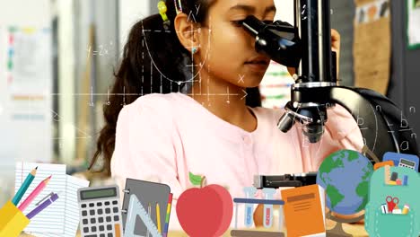 Mathematical-equations-floating-against-girl-using-microscope