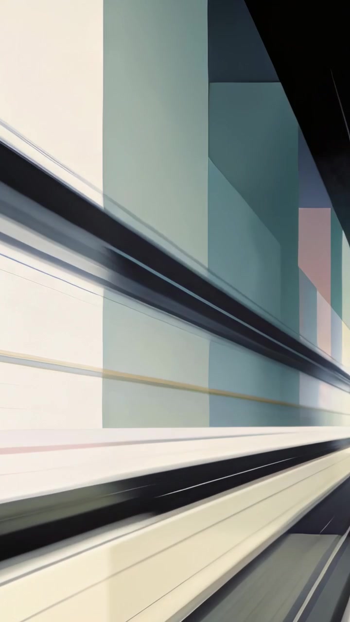 Video verticale: Inizio del loop, binari che sfrecciano attraverso un corridoio, creando velocità con pannelli e luce.