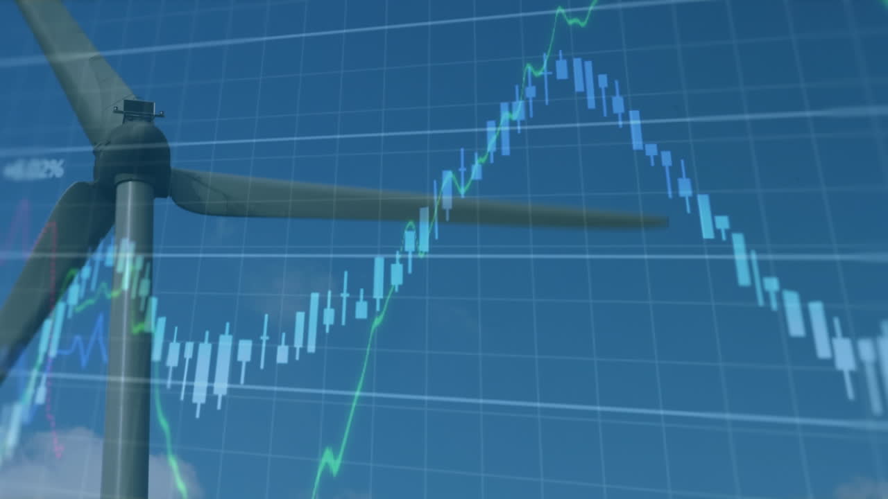 풍력 터빈에서 데이터 처리의 애니메이션