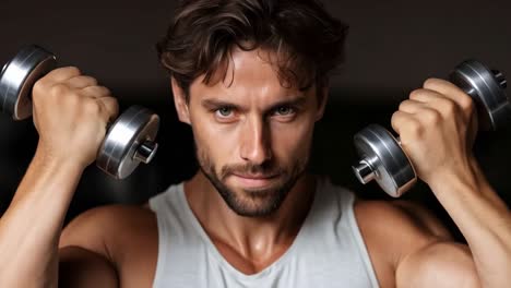 man working out with dumbbells