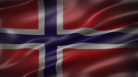 la bandera nacional del reino de noruega, vista de fuente, cuadro completo, elegante, brillante, revoloteante, elegante textura sedosa, ondeando en el viento, animación realista de 4k cg, aspecto cinematográfico, con capacidad de bucle sin costuras