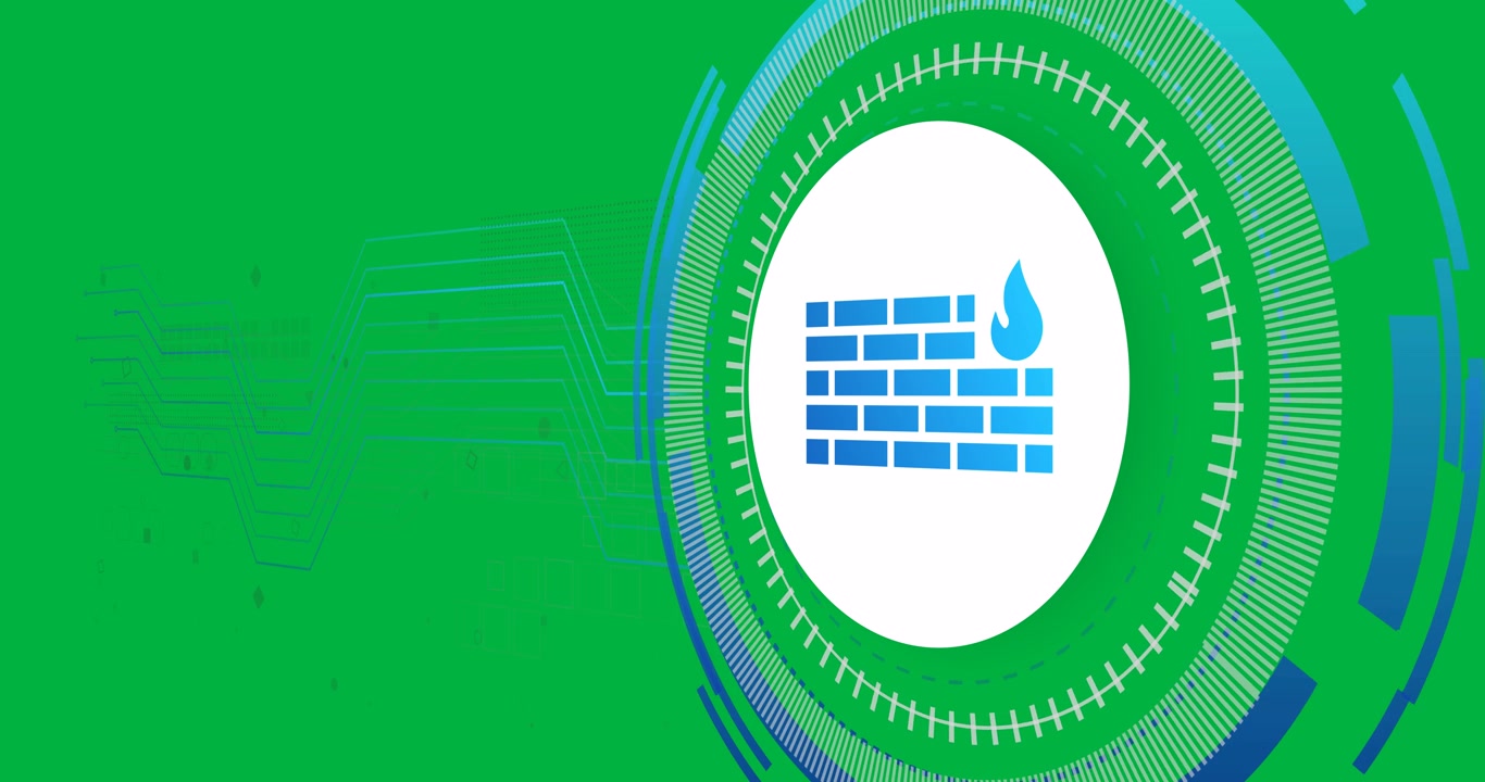 Animation of scope scanning with firewall icon over transparent background