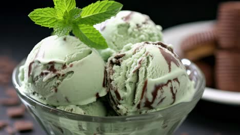 helado de menta con trozos de chocolate