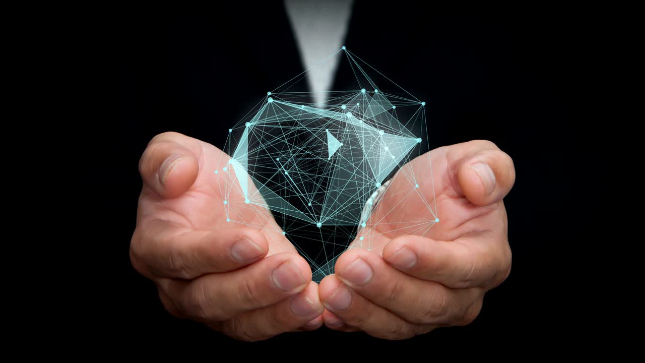 비즈니스맨의 손에 네트워크를 구축합니다.