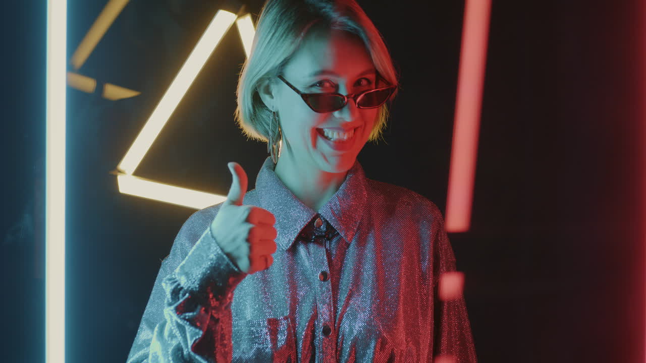 Woman Posing in Neon Lights
