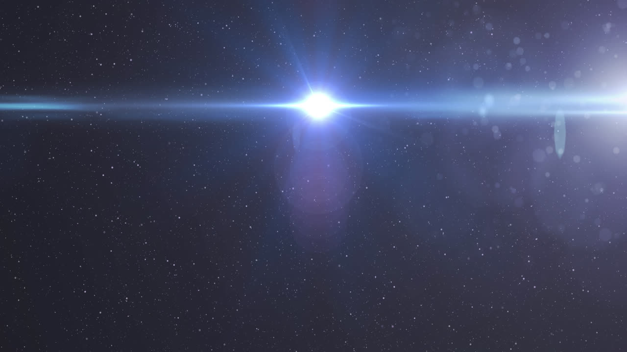 보라색 배경에 빛의 반점 위에 움직이는 반이는 파란색 빛의 애니메이션