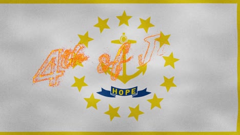 rhode island flag background for 4th of july fire lettering, loop