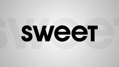 animation of sweets text and red shapes on white background