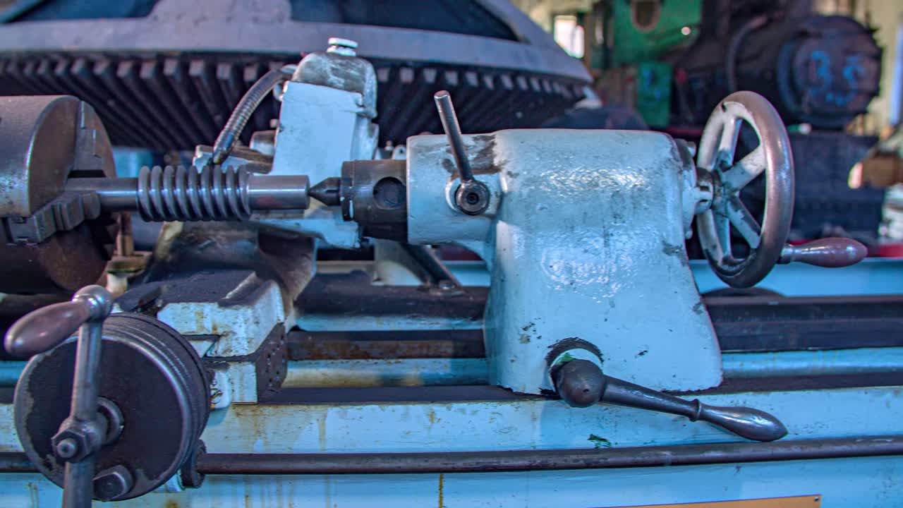 heavy duty industrial drilling machine. Factory floor. Truck shot