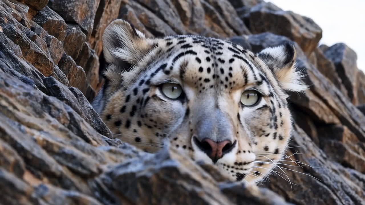 Snow Leopard in Rocky Mountains