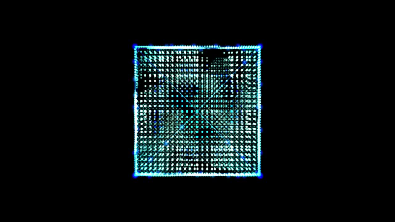 metaverse Abstract technology blue square rectangle background made of animated lines and dots, particles. blend mode