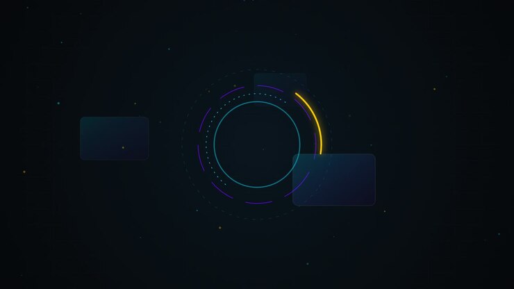 Interfaccia Digitale Astratta con Elementi HUD Circolari Rotanti