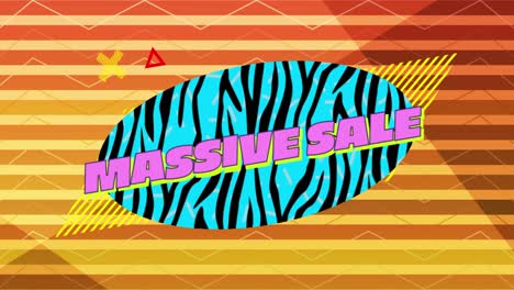 Masive-sale-graphic-on-blue-oval-with-zebra-stripes-and-orange-striped-background-4k