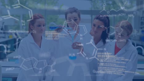 animación del procesamiento de datos en el laboratorio de científicos
