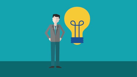 hombre de negocios bombilla idea creatividad