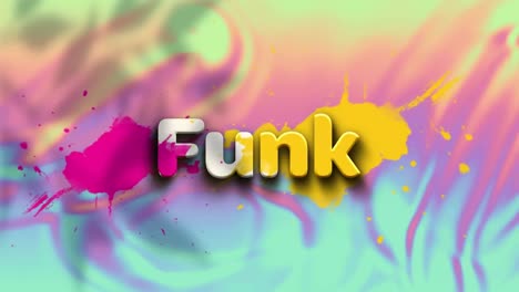 animación de texto funk y manchas en fondo rosa