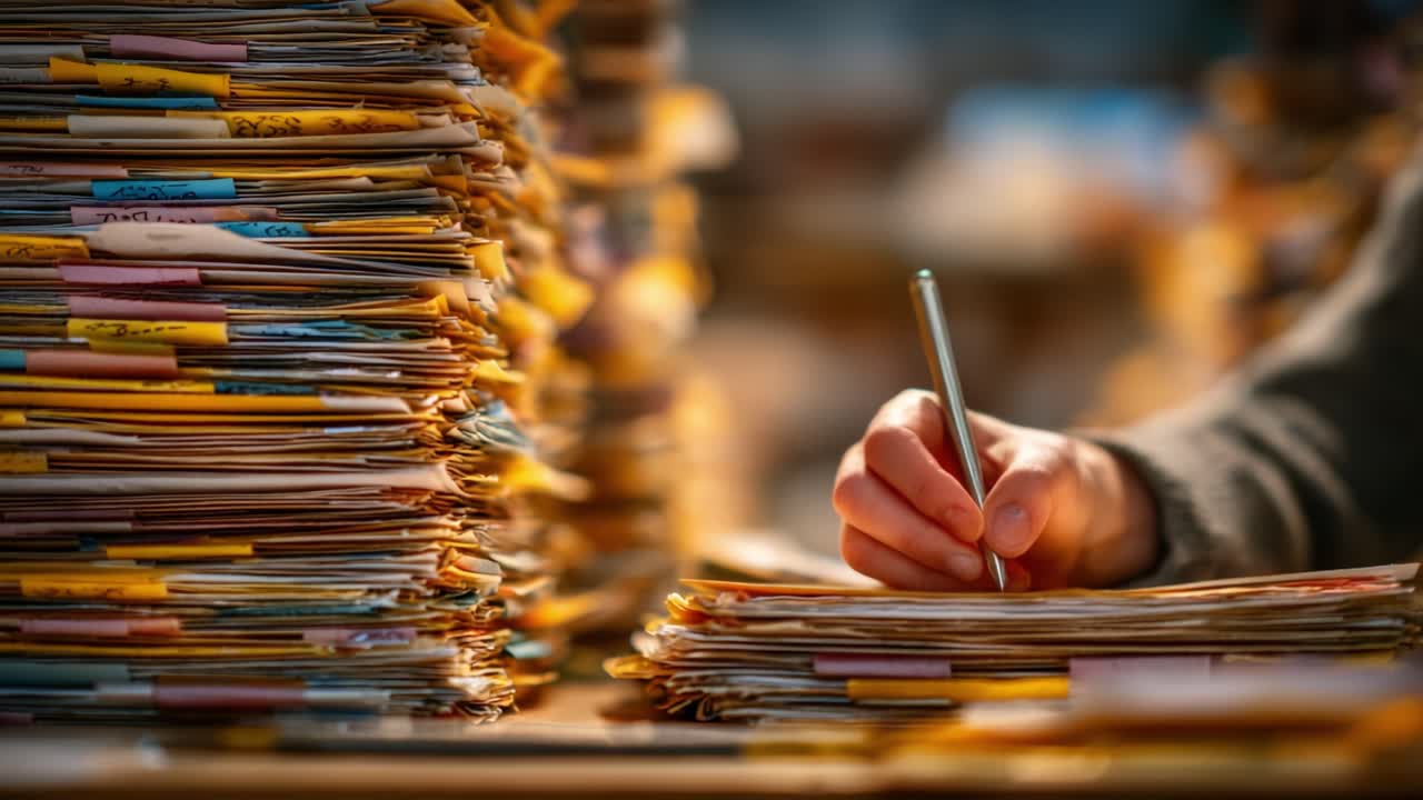 A Closer Look at Diligent Documentation: The Process of Organizing and Managing Paperwork Amidst Stacks of File Folders