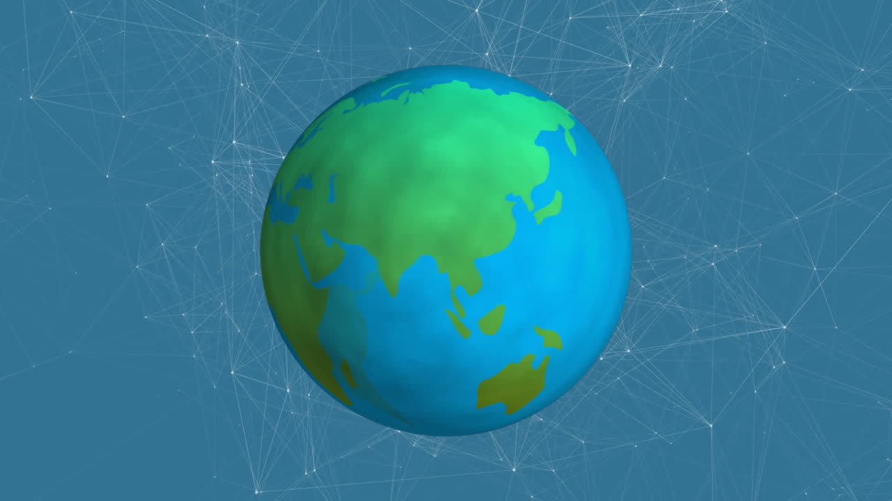 анимация глобуса через сеть соединений