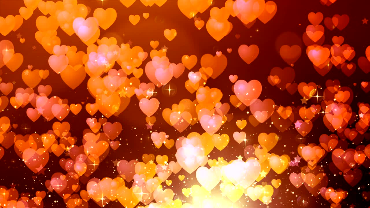 en forma de corazón y partículas de estrellas vuelan para el fondo