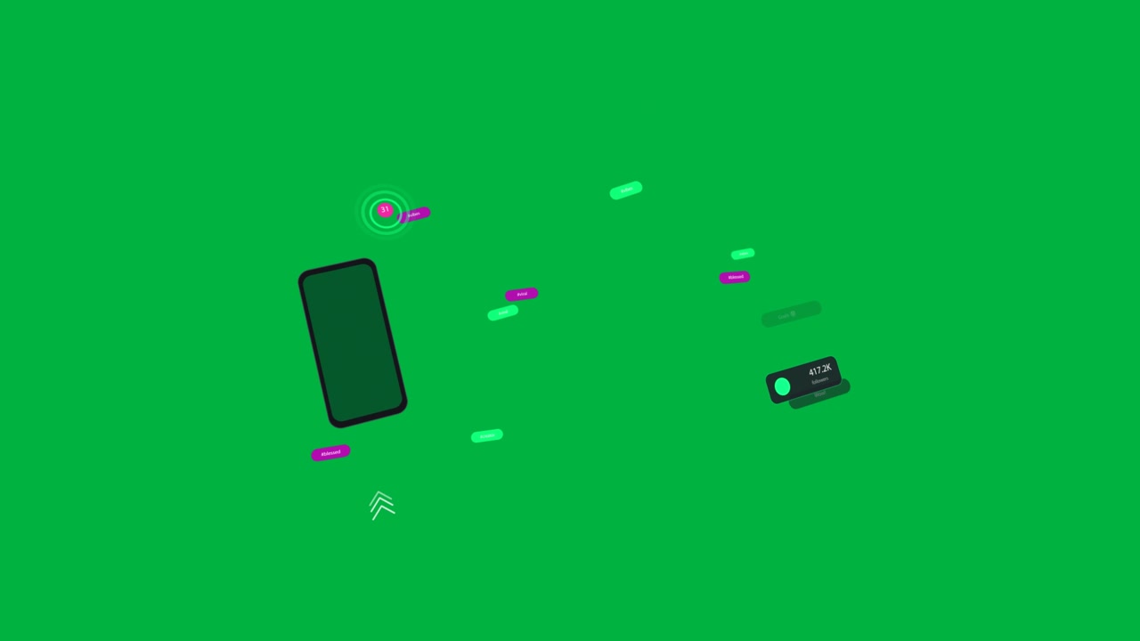 HUD animating for data on transparent, ring activating, dots bursting, bars shifting, card settling