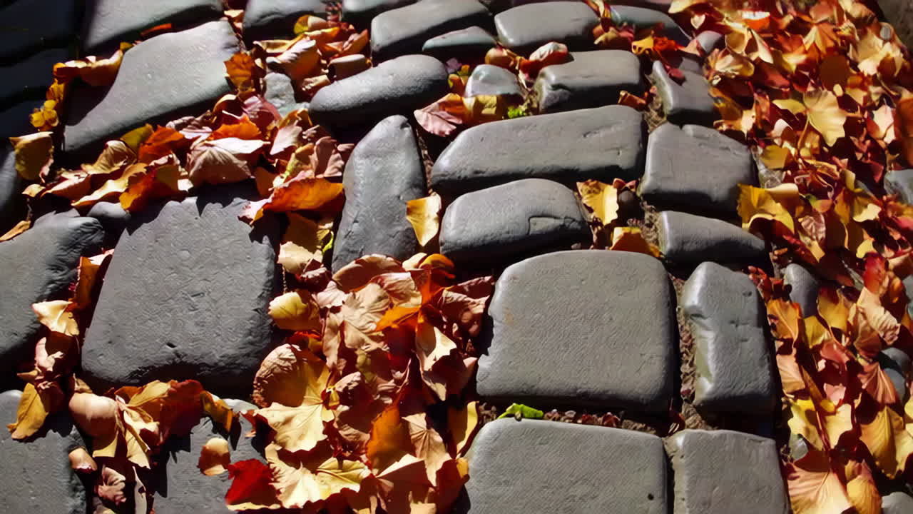 Autumn Cobblestone Street in a Historic European Town