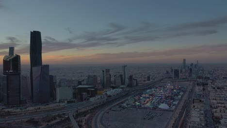 king abdullah financial center with at king fahad street from aerial shot