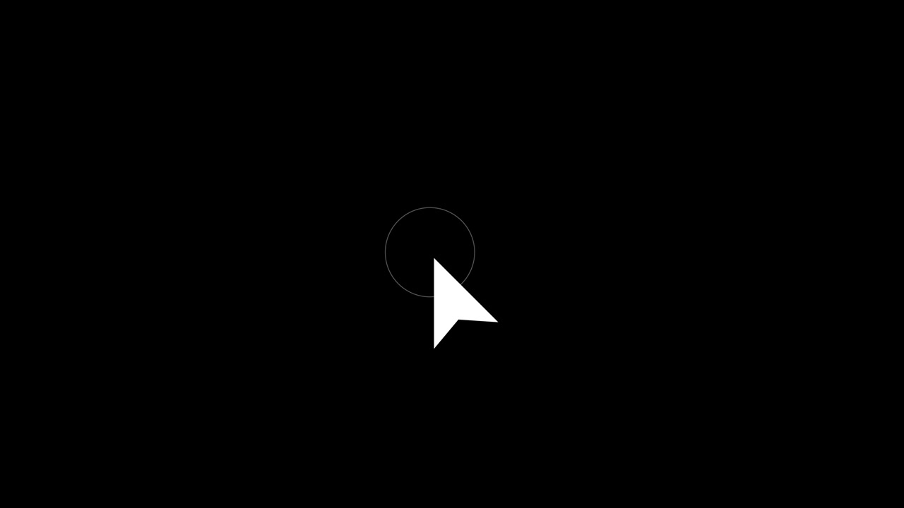 White cursor click animation background minimal pointer circular tap mark clean black screen