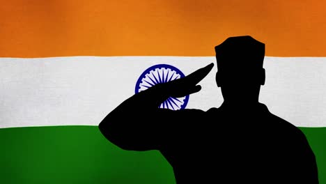 soldier saluting indian tricolor flag - celebrating independence day