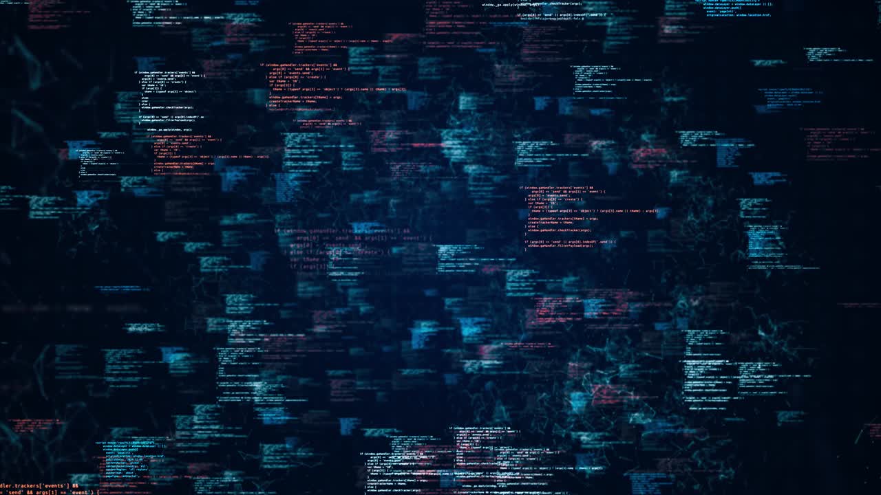 Multicolored lines of computer code repeating across screen loop animation projects such as coding