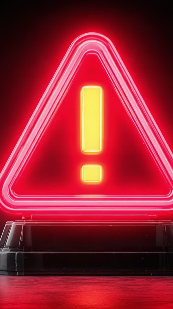A Bold Neon Warning Sign Illuminating in Red and Yellow, Seeking Attention with a Distinct Exclamation Point to Convey Caution and Alertness in a Dark Background