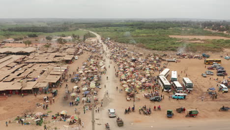 traveling front over the informal market, caxito in angola, africa