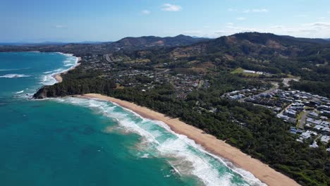 White-Bluff-Headland-And-Sapphire-Beach-In-New-South-Wales,-Australia-At-Daytime---aerial-shot