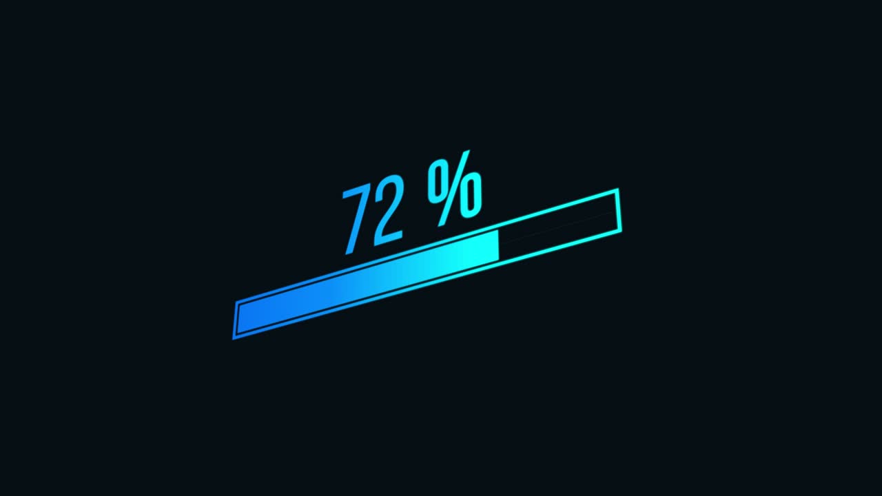 Animation loading bar. 0-100 %. glow bar. Loading Animation - 0-100%.blue and green gradient