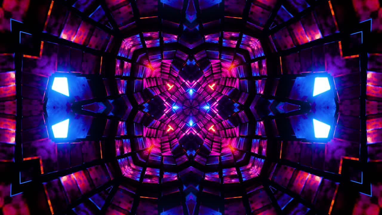 volando en un túnel con cubos brillantes. animación en bucle infinito.