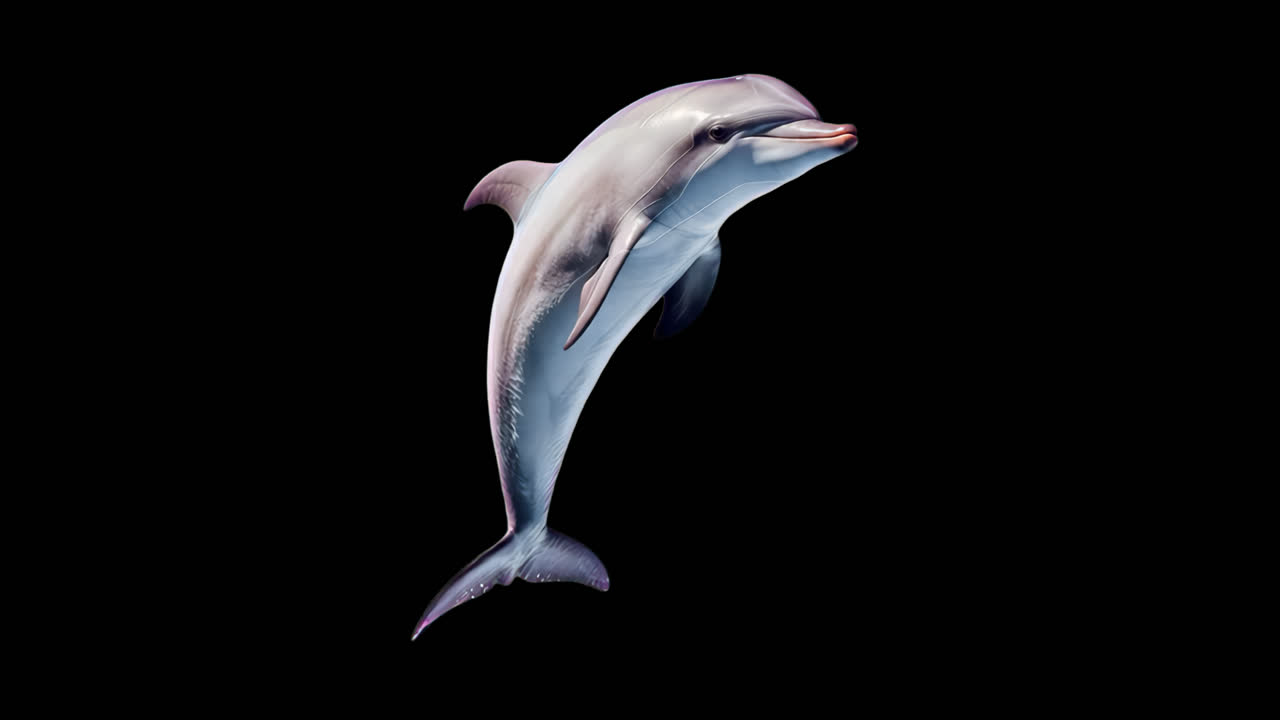 Jumping dolphin animated overlay, transparent 4K video, alpha channel, ProRes 4444