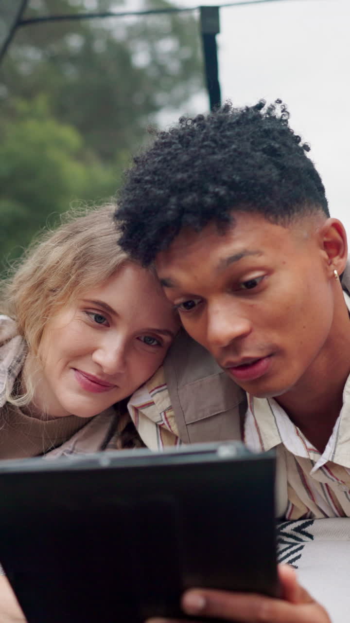 Young couple using tablet together
