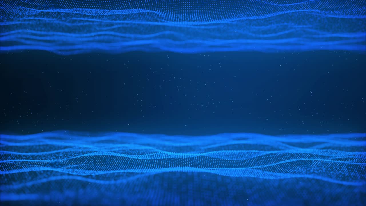 Digital cyber technology particle line wave flows big data background data transfer and storage