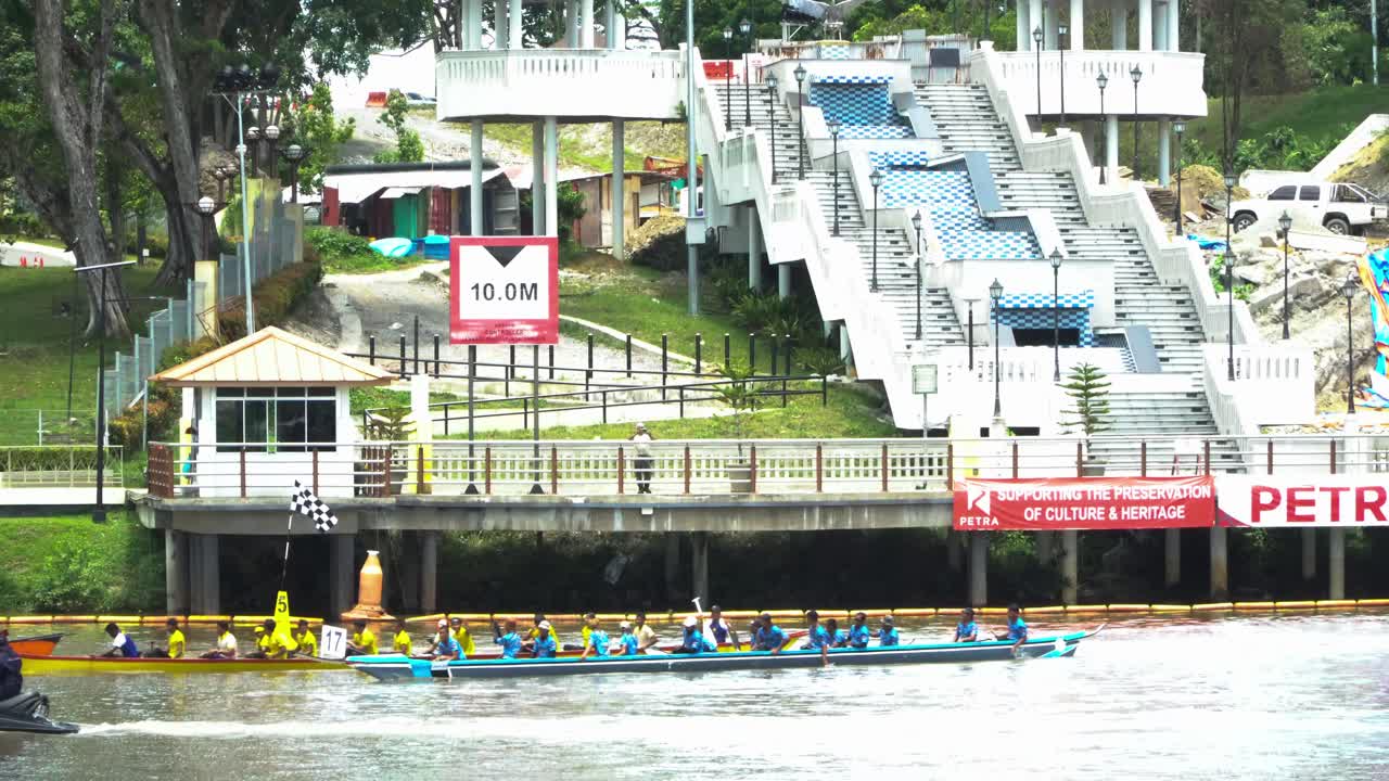 Traditional Long Boat Race Held At Kuching Water Front Every Year