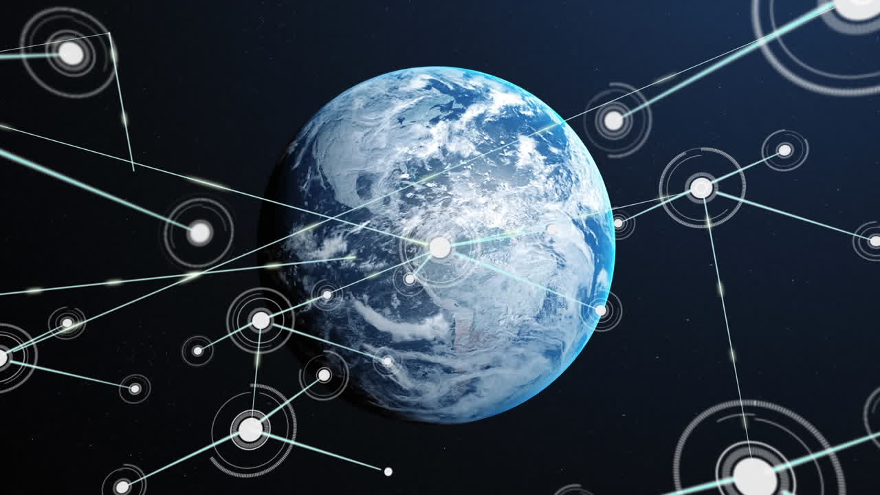 анимация сетей соединений на планете земля