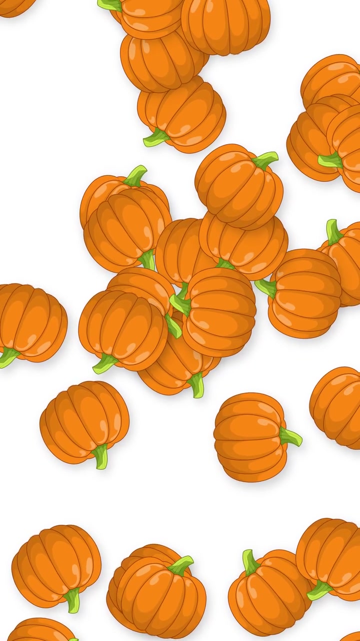 Animated Falling Pumpkins on White Background
